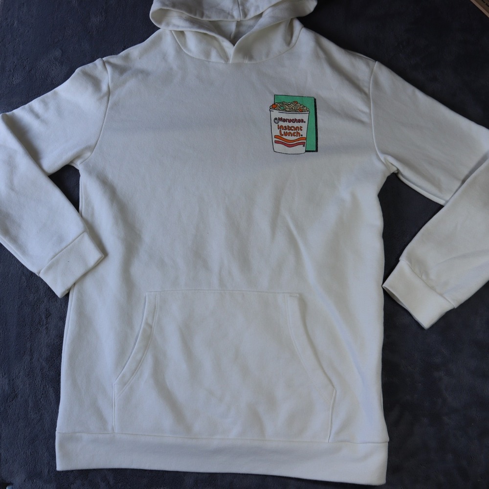Maruchan Instant Lunch Pullover Hoodie Women 2XL White with Pocket